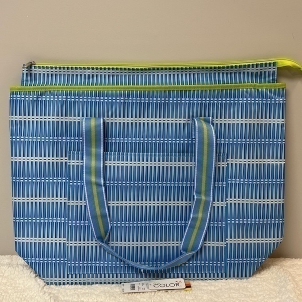 All For Color Insulated “Blue Rattan” Cooler Tote Bag - Picture 3 of 7